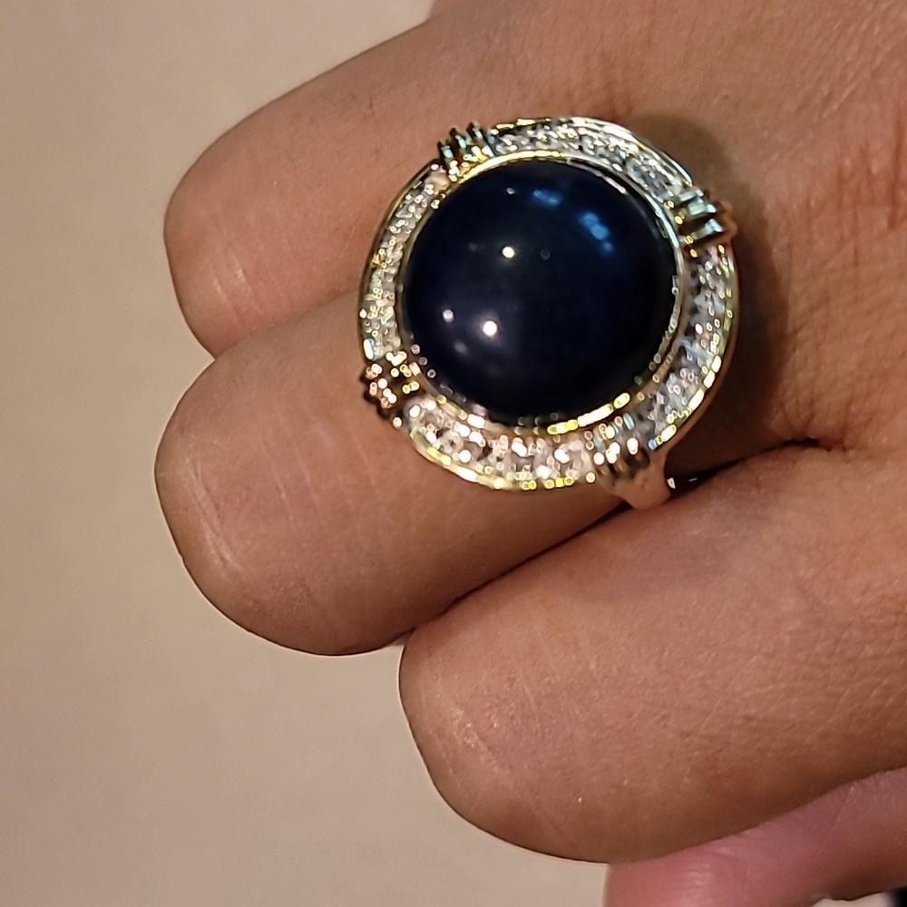 14k Vintage Blue Lapis Lazuli and Diamonds - Picture 9 of 11